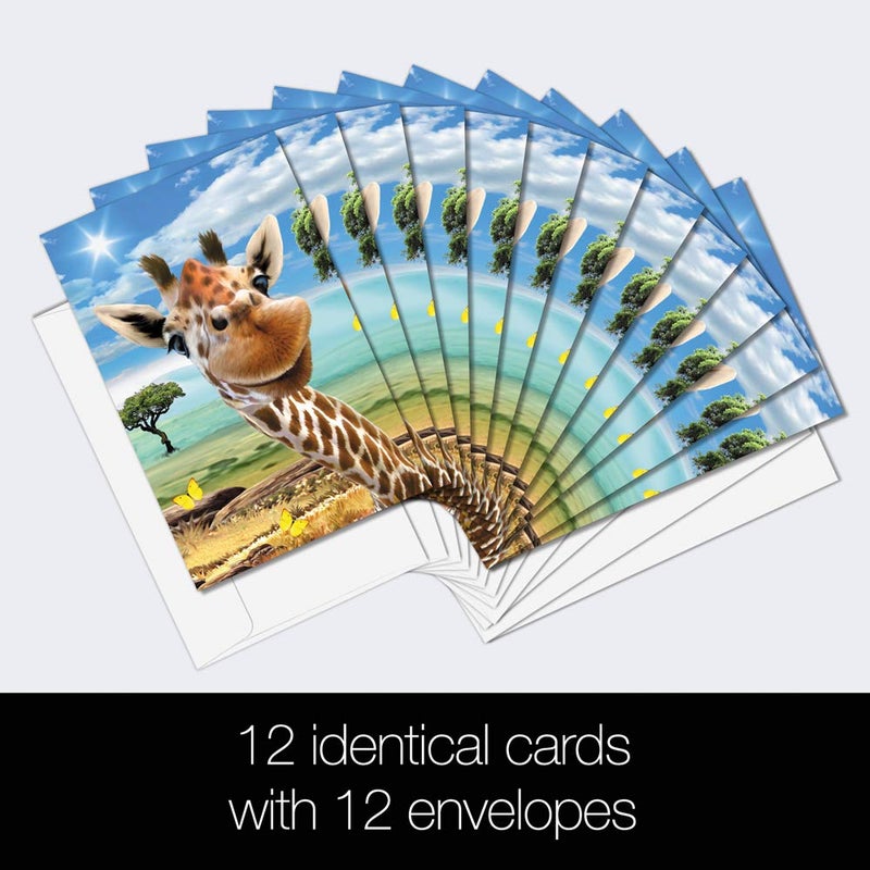 Tree-Free Greetings EcoNotes 12 Count Giraffe Selfie All Occasion Notecard Set with Envelopes, 4 x 6 Inches (FS56906) - Image 2